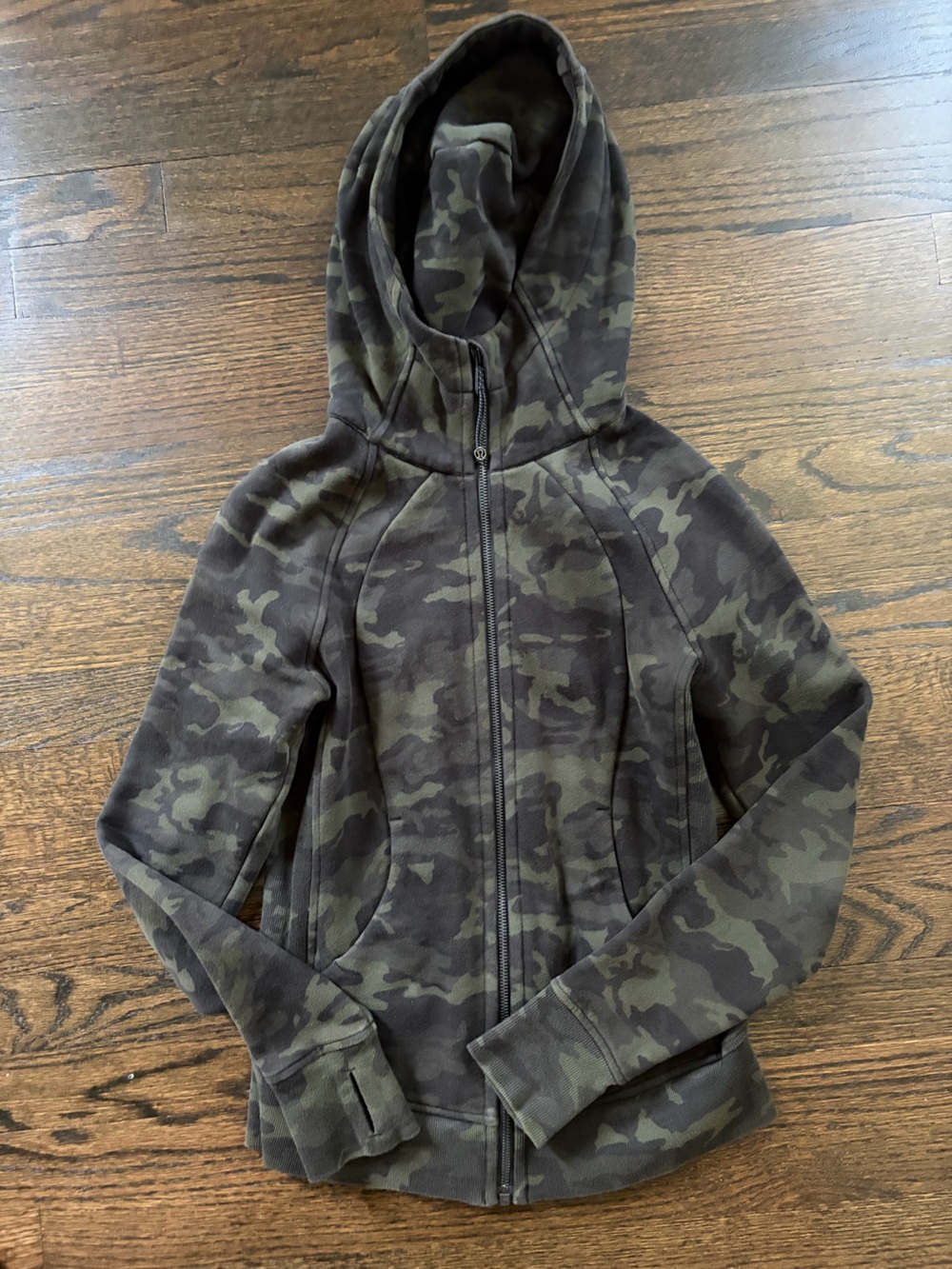 Lululemon Scuba Camouflage Full Zip-Up Hoodie Jacket - Green Camo